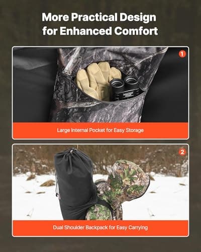 VEVOR Hunting Blind，See Through Ground Blinds with Carrying Bag, 360 Degree Portable Camouflage Tent，Durable Concealed Shelter with Silent Side Door and Window, for Turkey and Deer