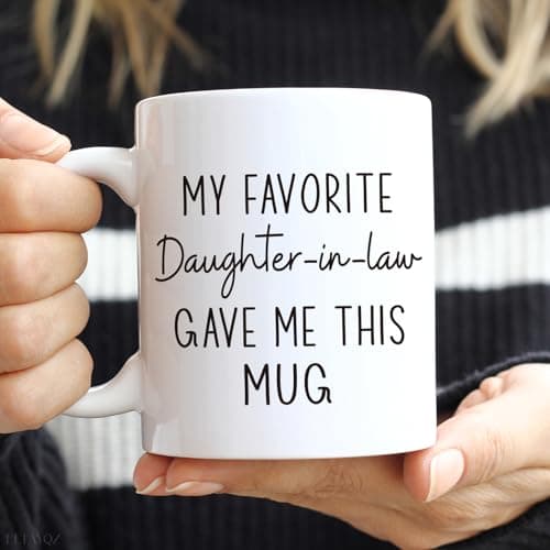 Funny Father / Mother in Law Mug Gift from daughter-in-law, My Favorite Daughter-in-Law Gave Me This mug, Novelty Birthday Thanksgiving Christmas Mug Gifts Ideas for Father-in-Laws Mother-in-Laws-80 B0FR12TV3M
