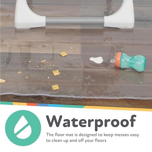 Nuby High Chair Square Floor Mat - Waterproof and Clear Floor Mat - Protects Floor from Spills and Messes - 49.5" x 49.5"