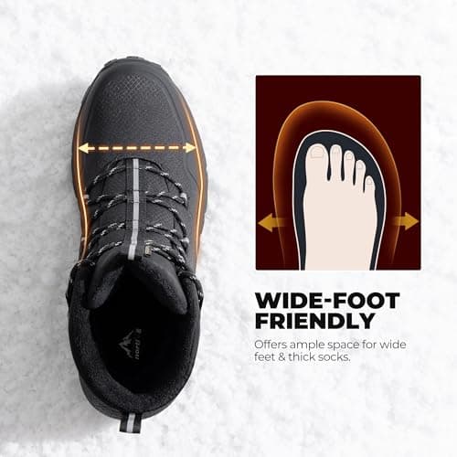 NORTIV 8 Men's Wide Winter Boots Grip on Snow Ice Insulated Waterproof Lightweight Comfortable Hiking Outdoor Boots