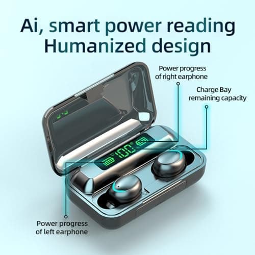 BSWLMDD Wireless Earbuds, Bluetooth 5.3 Headphones, Touch Control Noise Cancellation, HiFi Stereo with LED Display Charging Case, Suitable for Fitness/Running/Work