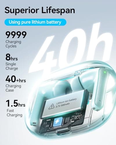 Wireless Earbuds, Bluetooth Ear Buds Headphones, 40H Long Playtime, Stereo Deep Bass, LED Power Display, IPX7, Lightweight in Ear Earphone with Mic for iPhone Android Phone