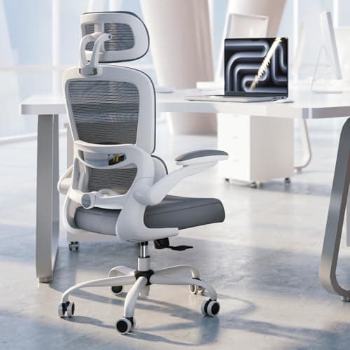 TRALT Office Chair Ergonomic Desk Chair, 330 LBS Home Mesh Office Desk Chairs with Wheels, Comfortable Gaming Chairs (White)