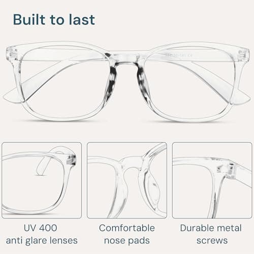 Gaoye Transparent, Clear Blue Light Glasses for Computer & Gaming - Anti UV Ray Lenses, Scratch-Resistant & Comfort Fit