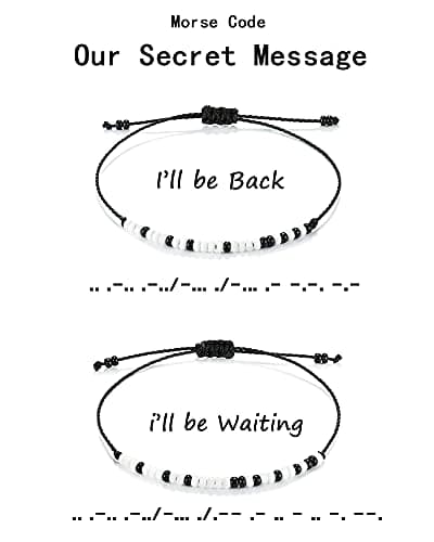 Gifts for Girlfriend Boyfriend His Her Tarsus Pinky Promise Couple Bracelets Set Morse Code Jewelry B083NCSP9Z