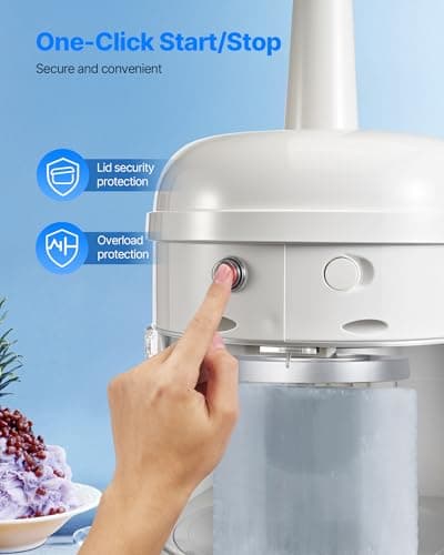 VEVOR Commercial Ice Shaver Crusher, 220lbs/hr Electric Fluffy Ice & Snow Cone Machine, 250W 1500RPM Tabletop Fluffy Shaved-Ice Machine for Parties Events Snack Bar, Home and Commercial Use (White)