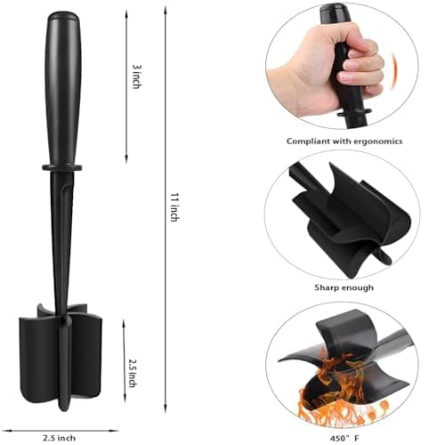 Meat Chopper, Premium Heat Resistant Meat Masher, 5 Blades Ground Beef Masher, Dishwasher Safe, Non Stick Hamburger Smasher, Nylon Potato Masher, Black B09WDNZP14