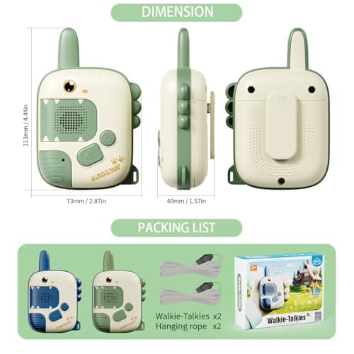 Dino Walkie Talkies for Kids,Dinosaur Toys for Kids 3-5-7,Toddler Kids Toys 2 Pack Birthday Gifts for 3 4 5 6 7 8 9 Year Old Boy Girls Toy for 3-12 Boys Outdoor Game,Easter Christmas Stocking Stuffers B0D9258QC7