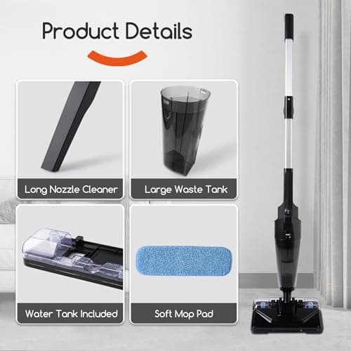 Stick Vacuum Cleaner with 3 Mop Pads Electirc Mop 600W 18kpa Powerful Suction Corded Upright Vacuum Lightweight Electric mop for Tile Hardwood Floor,Marble Cleaning