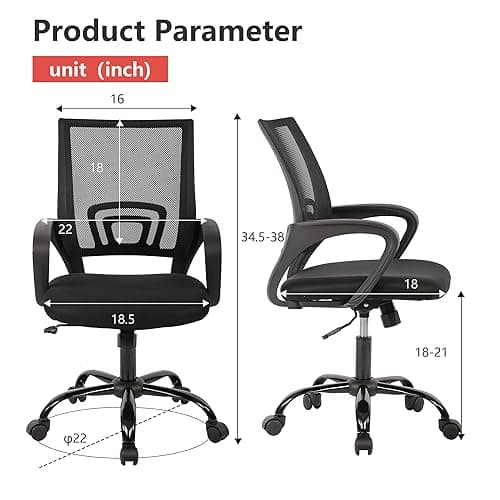 PayLessHere Office Computer Chair Ergonomic Cheap Desk Chair Adjustable Comfortable Mid Back Task Rolling Swivel with Lumbar Support for Home Office (Pack of 1, Black)