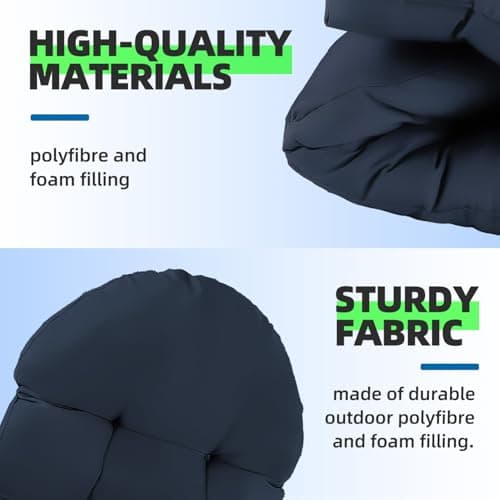 Outdoor Adirondack Chair Cushions Set of 2, 44x19x4 Inch Rocking Chair Cushion, High Back Patio Soft Seat Pad with Ties, Indoor Outside Use, Fade-Resistant & Waterproof, Dark Blue
