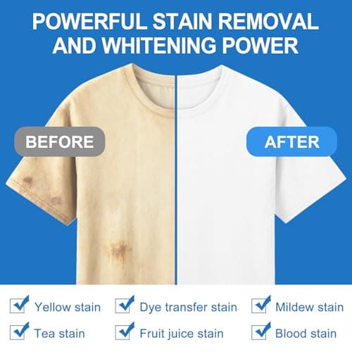 Binbata 2-in-1 Whitening Laundry Detergent Sheets 40 Loads, Unscented Hypoallergenic Eco Laundry Bleach Sheets Apply for white clothes, Effectively Remove Yellowing & Greying, Safe for Sensitive Skin