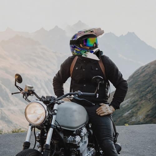 Adult Motocross Dirt Bike Helmet, Motorcycle Helmet Dirt Bike Motocross for Motocross, BMX, MX, UTV, Snowmobile, Go Kart, Racing, Skateboard, ATV Helmet, Goggles and Gloves