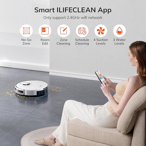 ILIFE A30 Pro Robot Vacuum and Mop, Self Emptying Station for 60 Days, 5000Pa Suction, LiDAR Navigation, No-Go Zones, 2.4G WiFi/App/Alexa/Remote Control, Roller Brush for Carpet, Hard Floors, 110V