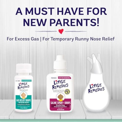 Little Remedies New Baby Essentials Kit with Saline Nasal Spray, Diaper Rash Cream, Gas Relief Drops, Gripe Water & More, Safe for Newborns, Multi-Color B075G6XMSF