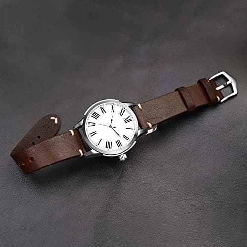 BISONSTRAP Men's Watch Bands, Hand-Stitched Leather Watch Straps, Quick Release, 18mm 19mm 20mm 21mm 22mm