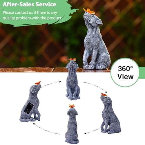 Goodeco Dog Statue with Solar Butterfly - Ideal Gifts for Dad, Mom or Birthdays, Beautifully Crafted Outdoor Decorations to Wow Your Guests
