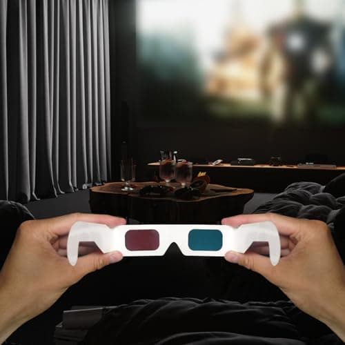 3D Paper Glasses for Movies and TV - Blue and Red Anaglyph Cardboard Glasses for Films