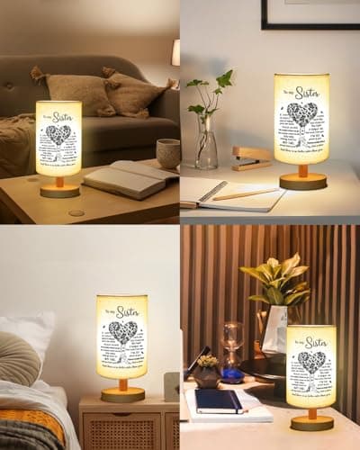 Sisters Gifts from Sister, to Sister Fabric Table Lamp, Sister Valentines Day Birthday Gifts for Sister, Bedside Table Lamp Gifts for Sisters from Sisters Adult