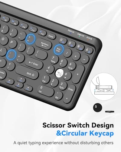 TECKNET Wireless Keyboard Bluetooth & 2.4G USB, Up to 4-Device Connection, USB C Rechargeable Battery, Quiet Typing, Compact Layout, 7° Ergonomic Tilt, Compatible with Windows/Android/iOS, Black