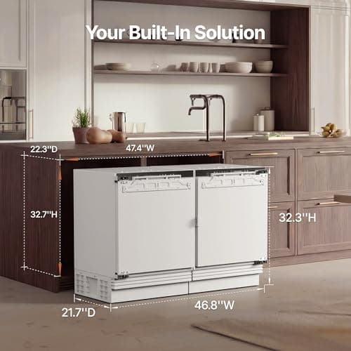 Ca'Lefort 48'' Panel Ready Refrigerator Bundle, Built-in Panel-Ready Fridge with Freezer Perfect for Kitchens -11°F-46°F Precise Freeze Control Reversible Door (Panel Not Included)