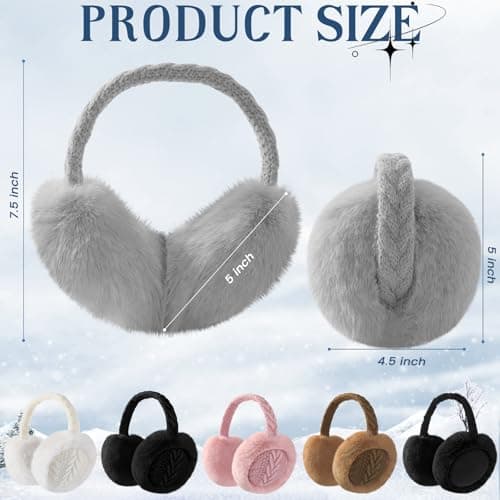 Pleneal Ear Muffs for Winter Women, Foldable Earmuffs Faux Fur Warm Ear Warmers for Women, Outdoor Cute Ear Covers for Girls