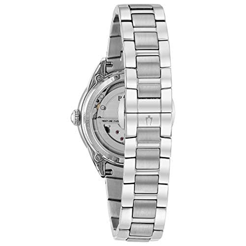 Bulova Ladies' Classic Diamond 3-Hand Automatic in Stainless Steel, Mother-of-Pearl Dial and Open Aperture Dial