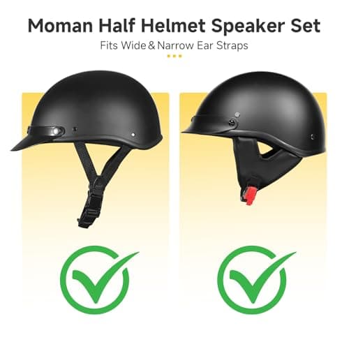 Moman HEB Half Helmet Speaker Pockets, Ear Pads for Motorcycle Helmet Headset Motorbike Headphone Helmet with Narrow or Wide Straps Blocks Wind Noise & Cold