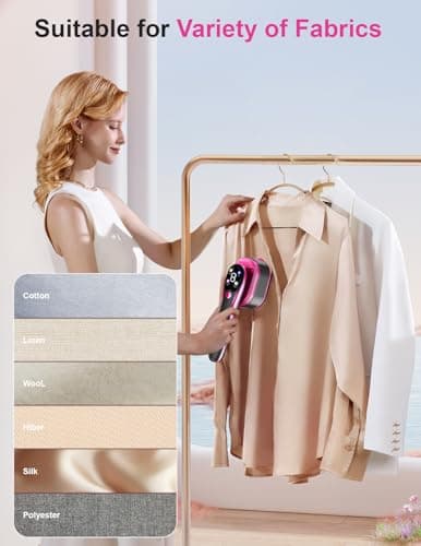 Travel Steamer for Clothes, 1200W Portable Handheld Steamer for Clothes, Portable Steam with LCD Display, 10s Fast Heat-Up, 2-in-1 Powerful Wrinkle Remover for Home & Travel