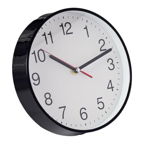 Spinaround Wall Clock, Modern Wall Clocks Battery, Silent Non-Ticking Analog Classic for Office, Home, Bathroom, Kitchen, Bedroom, School (Black,
