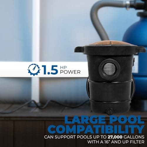 XtremepowerUS 1.5HP Above Ground Swimming Pool Pump 2-Speed Pump Spa 1.5" inch High Flow Dual Speed Self Filter Basket w/ Pool Hose Adapter