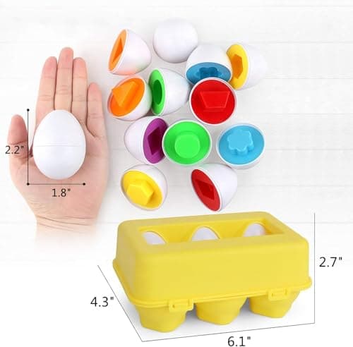 VUIYA Toddler Toys - Color Matching Egg Set - Educational Color, Shapes and Sorting Recognition Skills - Puzzle for Kid Baby Boy Girl, Easter Basket Gift (6 Eggs) B08RRM7V1P
