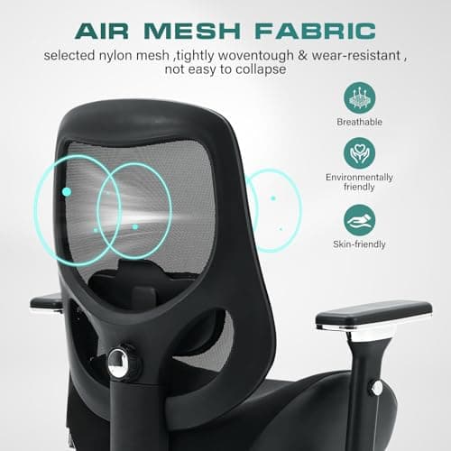 750lbs Big and Tall Office Chair with Wide Thick Seat Cushion for Heavy People Ergonomic Computer Mesh Desk Chairs with 4D Armrests, Adjustable Lumbar Support for Adults 8 Hours daliy Work