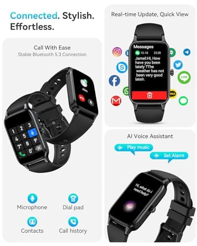 ChronArk Fitness Tracker for Women Men, Activity Smart Watch Compatible with Android iPhone, Step Counter with 110+ Sports, Sleep Monitor, Calorie Counter, IP68 Waterproof (Black, 1.57)