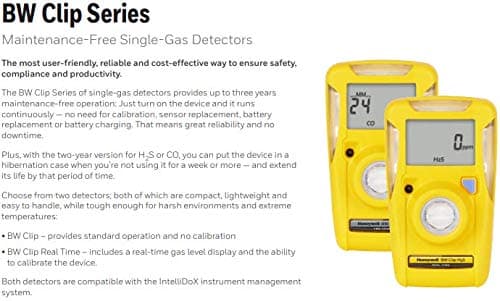 BW Technologies BWC2-M BW Clip Single Gas CO Monitor, 35/200, Yellow, Standard, 1 Count