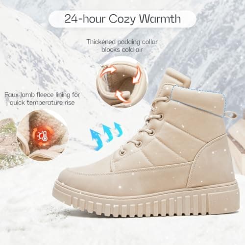 Shupua Boots for Women Winter Combat Boots Womens Ankle Boot Shoes Warm Snow Booties Hiking Sneakers with Zipper