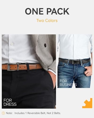 CHAOREN Reversible Belt Men 1 Piece - 1.25" Leather Dress Belt - Trim to Fit for Elegant Style