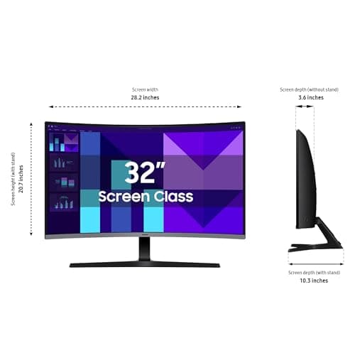 Samsung 32-inch S3 (S39GD) FHD 100Hz Curved Monitor, Game Mode, Eye Saver Mode, Multiple Connectivity with HDMI Port, Built-in Speakers, LS32D39DGANXZA, 2025