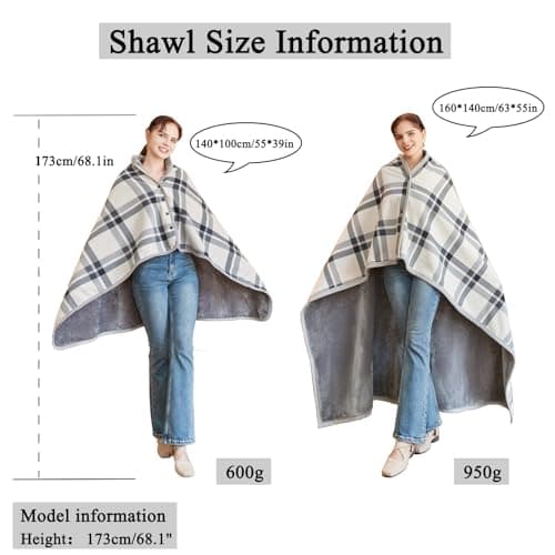forestfish Fleece Wearable Blanket Oversized, Comfy Lightweight Lap Blanket Poncho Throw With Buttons, 63“x 55” (Grey-white, Medium(55”x39”)) B07Y87KBYS