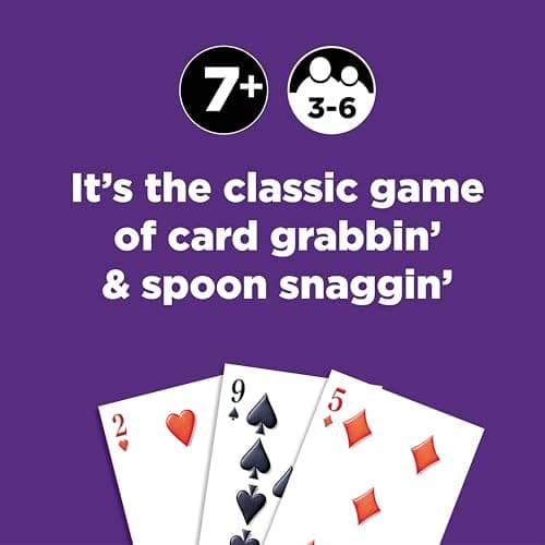 Spoons in a Case, Card Games for Kids - Spoons Game, Fun Family Games for Kids and Adults, Game Night, Travel Games, 3-6 Players, Ages 7+