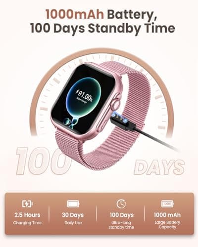 AKUMAKA Smart Watches for Women (Android/iPhone), 1.83" HD Smart Watch with Calls/Messages/Notifications, Sleep/Heart Rate/SpO2/Blood Pressure Monitor, 110+ Sports Modes Fitness Tracker Watch, 1000mAh Battery