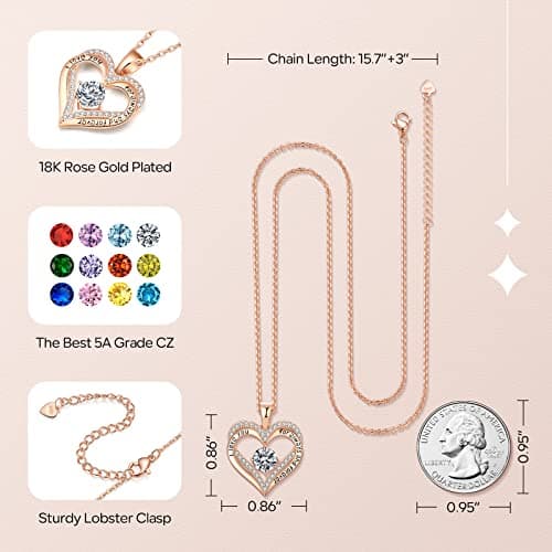 18K Rose Gold Necklaces for Women Birthday Gifts for Women Jewelry for Women Birthday Gifts for Wife Girlfriend Daughter Wife Birthday Gifts for Anniversary Mothers Day Christmas Valentines Gifts