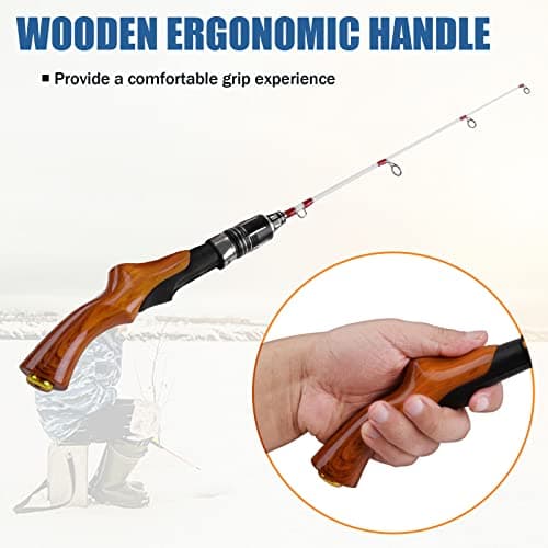 Ice Fishing Rod Portable Lightweight Spinning Rod Ice Fishing Pole Winter Ice Fishing Gear for Trout Walleye Perch Panfish Crappie