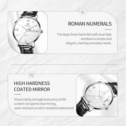 OLEVS Men’s Watches Waterproof Dress Minimalist Analog Quartz Stainless Steel Casual Men’s Wrist Watch with Day Date, Classic Luxury Elegant Roman Numerals Dial Big Face Relojes para Hombres