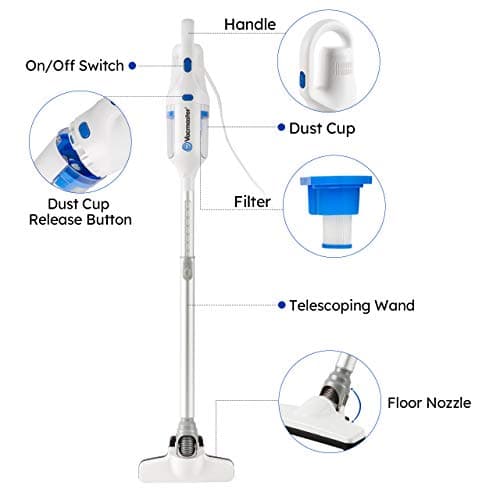 Vacmaster Corded Stick Vacuum Cleaner 2 in 1 Ultra-Lightweight 14Kpa Power Suction Handheld Vacuum Cleaner with Washable HEPA Filter for Home, Car, Pet Hair, Carpet, Hard Floor