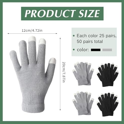 Handepo 50 Pairs Winter Gloves Bulk Knit Stretchy Warm Touchscreen Gloves Multicolor for Men Women Running Cycling Driving