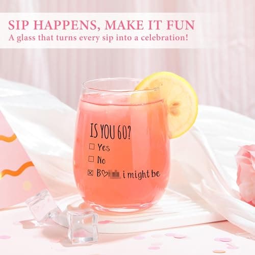 60th Birthday Gifts for Women Funny 60 Year Old Birthday Gifts for Women Turning 60 Gift for Woman Happy 60th Bday Decorations for Woman Mom Her - Wine Glass Makeup Bag Candle Socks