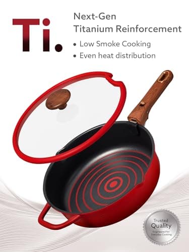 Non-Stick, Non-Toxic, Induction Compatible, Dishwasher & Oven Safe, Space Saving, Camping Cooking, House Warming Gift, Red CAROTE 20pcs Titanium Cookware Set, Detachable Handle Pots and Pans Set B0G6DTV7NG