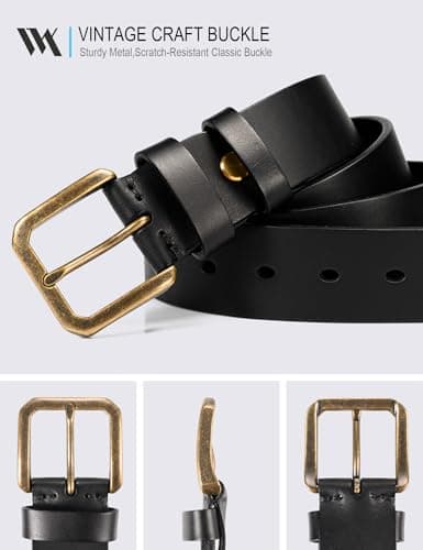 WOLFANT Thicken Full Grain Heavy Duty Casual Work Belts for Men,100% Italian Real Solid Leather