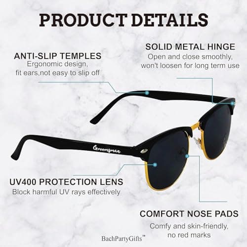 Groomsmen Sunglasses for Men - Wedding Sunglasses for Groomsman Proposal Gifts, Bachelor Party Favors B0C5XBL753